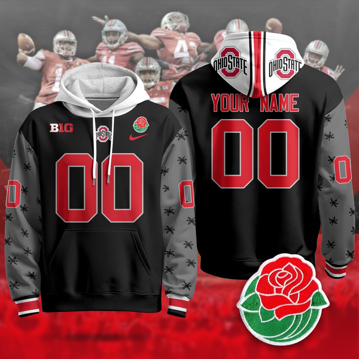 Custom Ohio State Buckeyes 2024 Rose Bowl Hoodie - All Stitched