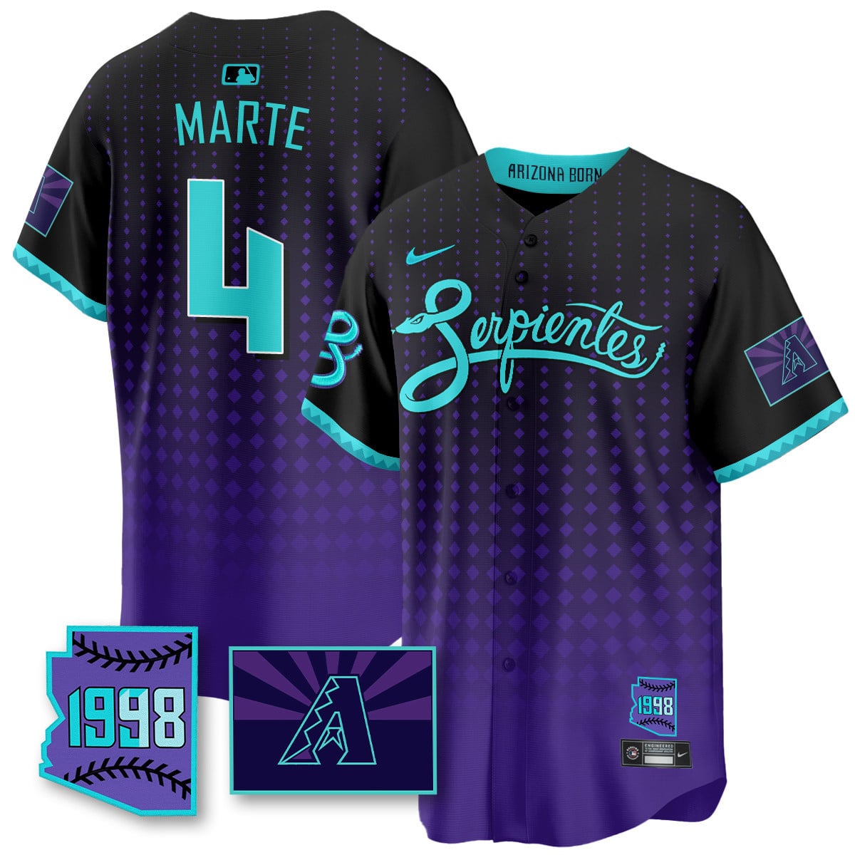 Men's Arizona Diamondbacks Purple for Second Serpientes City Connect Jersey - All Stitched