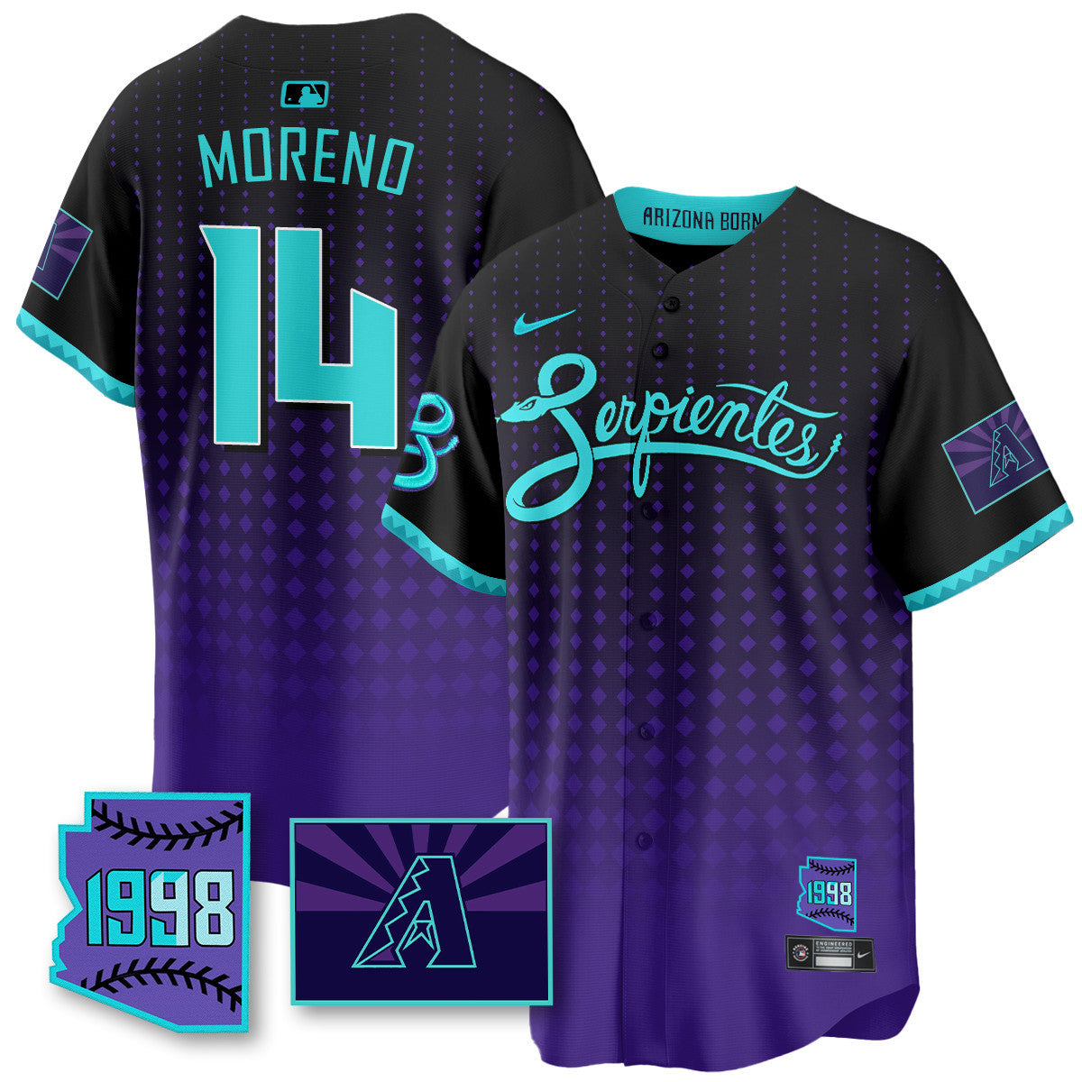 Men's Arizona Diamondbacks Purple for Second Serpientes City Connect Jersey - All Stitched