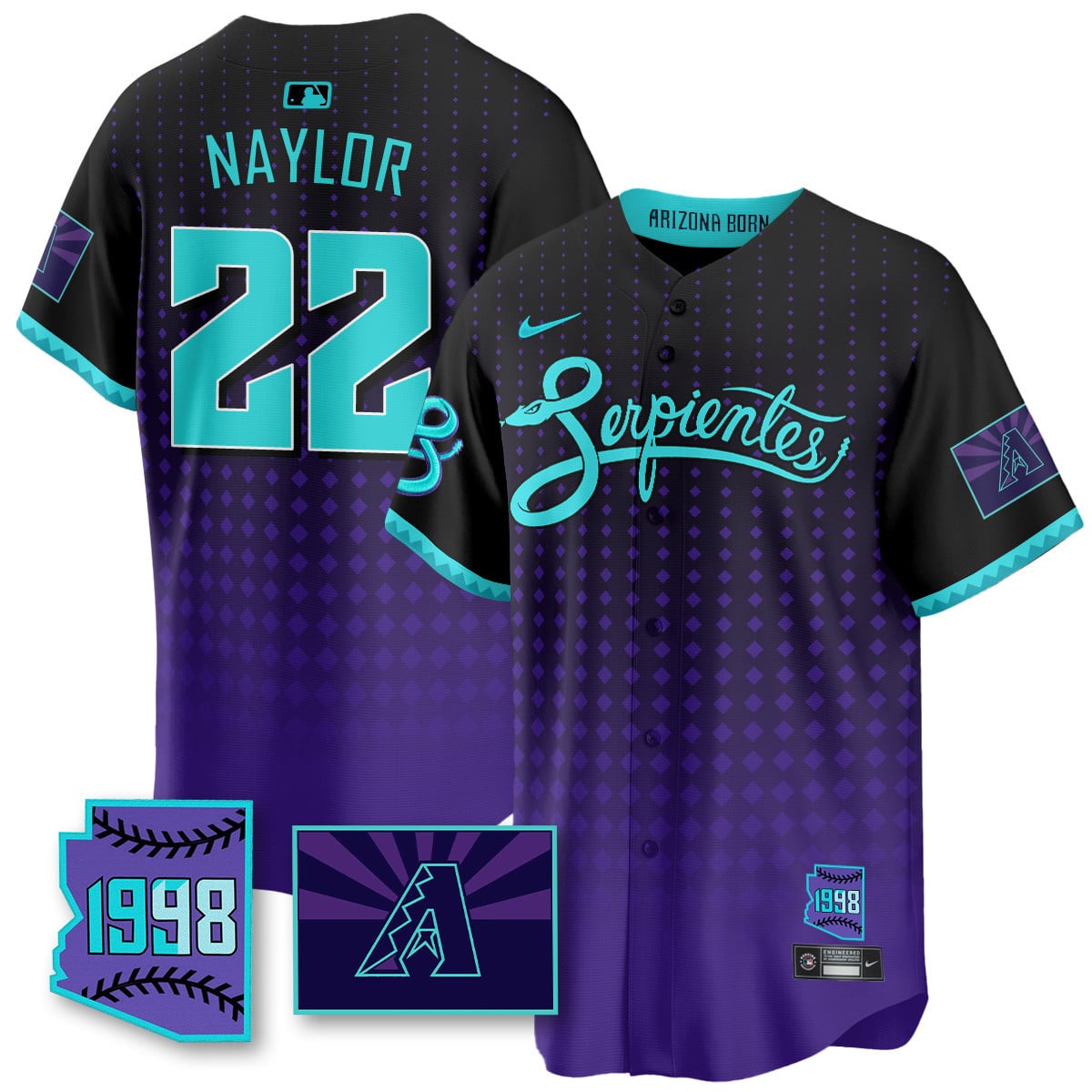 Men's Arizona Diamondbacks Purple for Second Serpientes City Connect Jersey - All Stitched