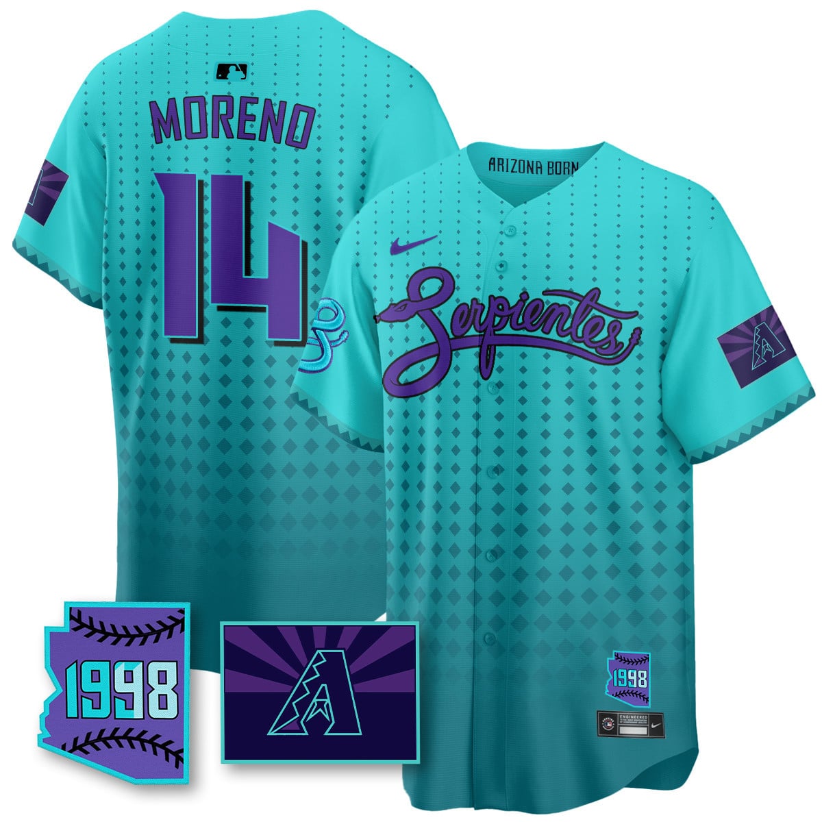 Men's Arizona Diamondbacks Purple for Second Serpientes City Connect Jersey - All Stitched