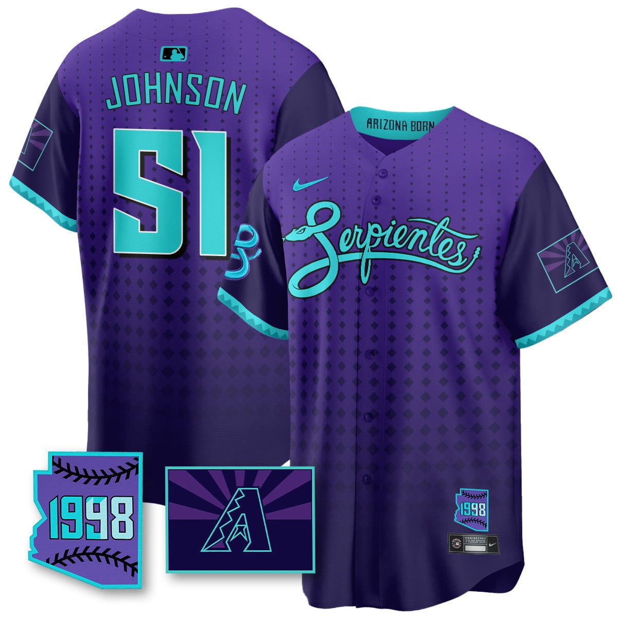 Men's Arizona Diamondbacks Purple for Second Serpientes City Connect Jersey - All Stitched