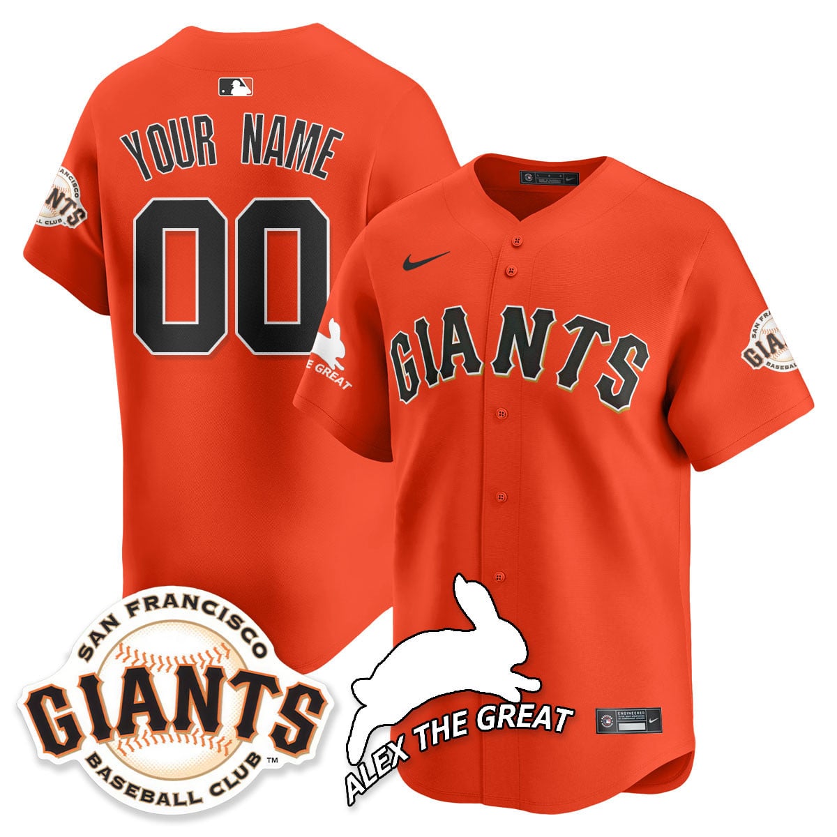 Custom San Francisco Giants "Alex the Great" Rabbit Memories 2025 Jersey - All Stitched