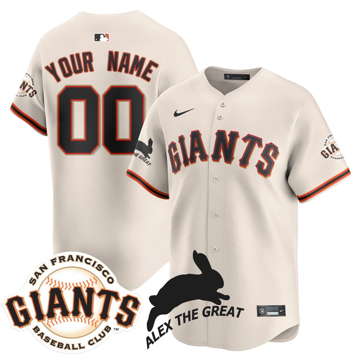 Custom San Francisco Giants "Alex the Great" Rabbit Memories 2025 Jersey - All Stitched