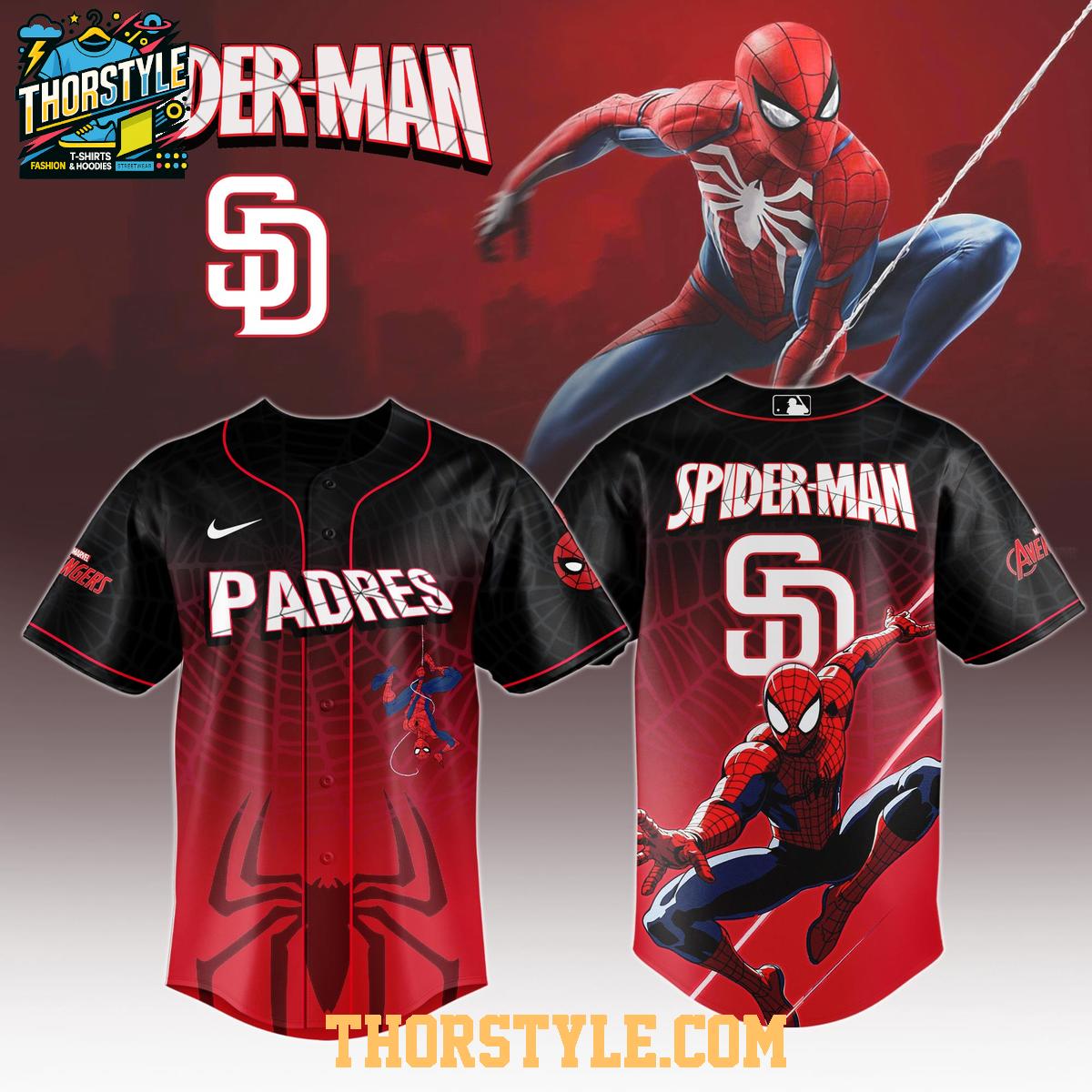 San Diego Padres x Spider Man Game Night 2025 The Hero Baseball Jersey 