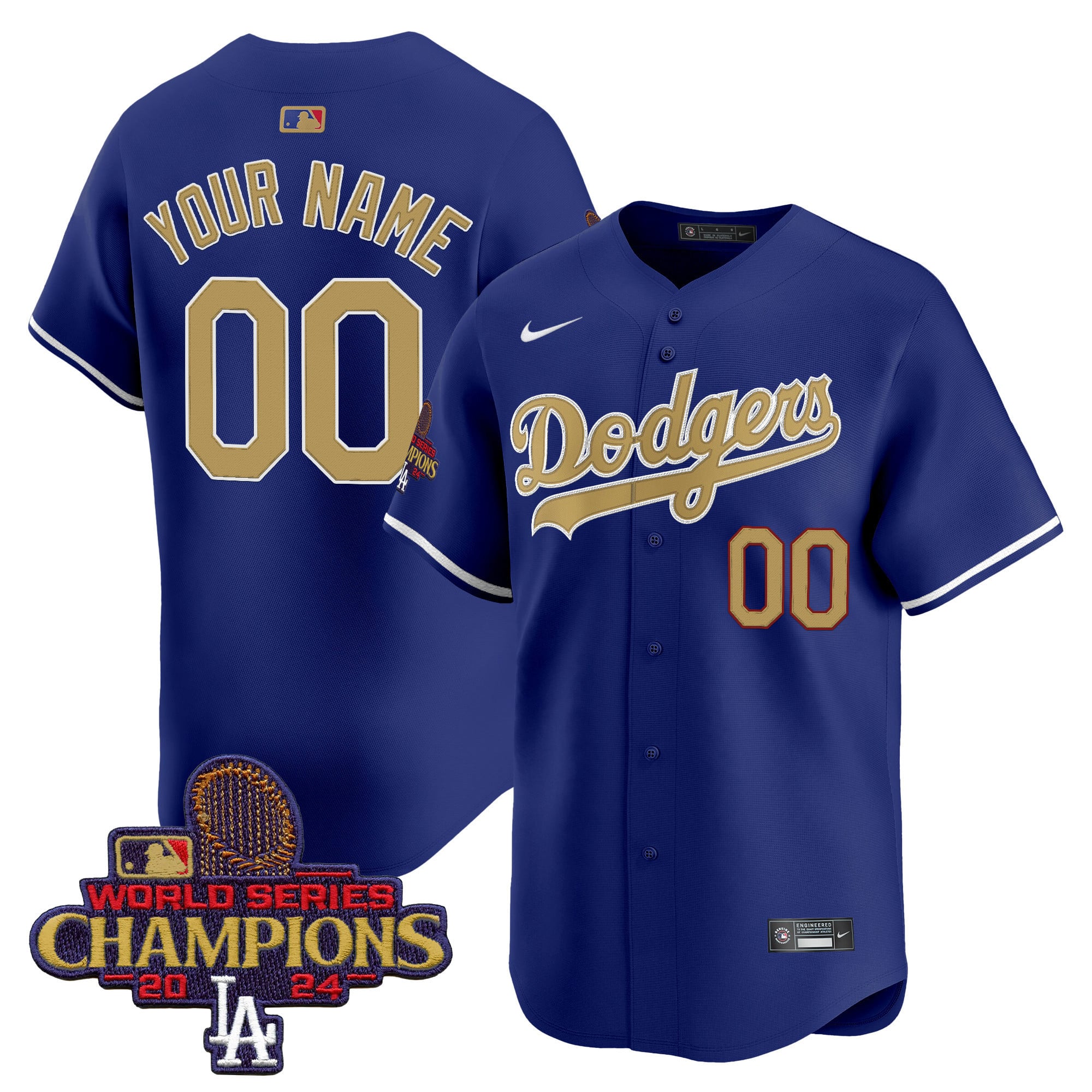 Dodgers 2025 Gold Vapor Premier Limited Custom Jersey - All Stitched