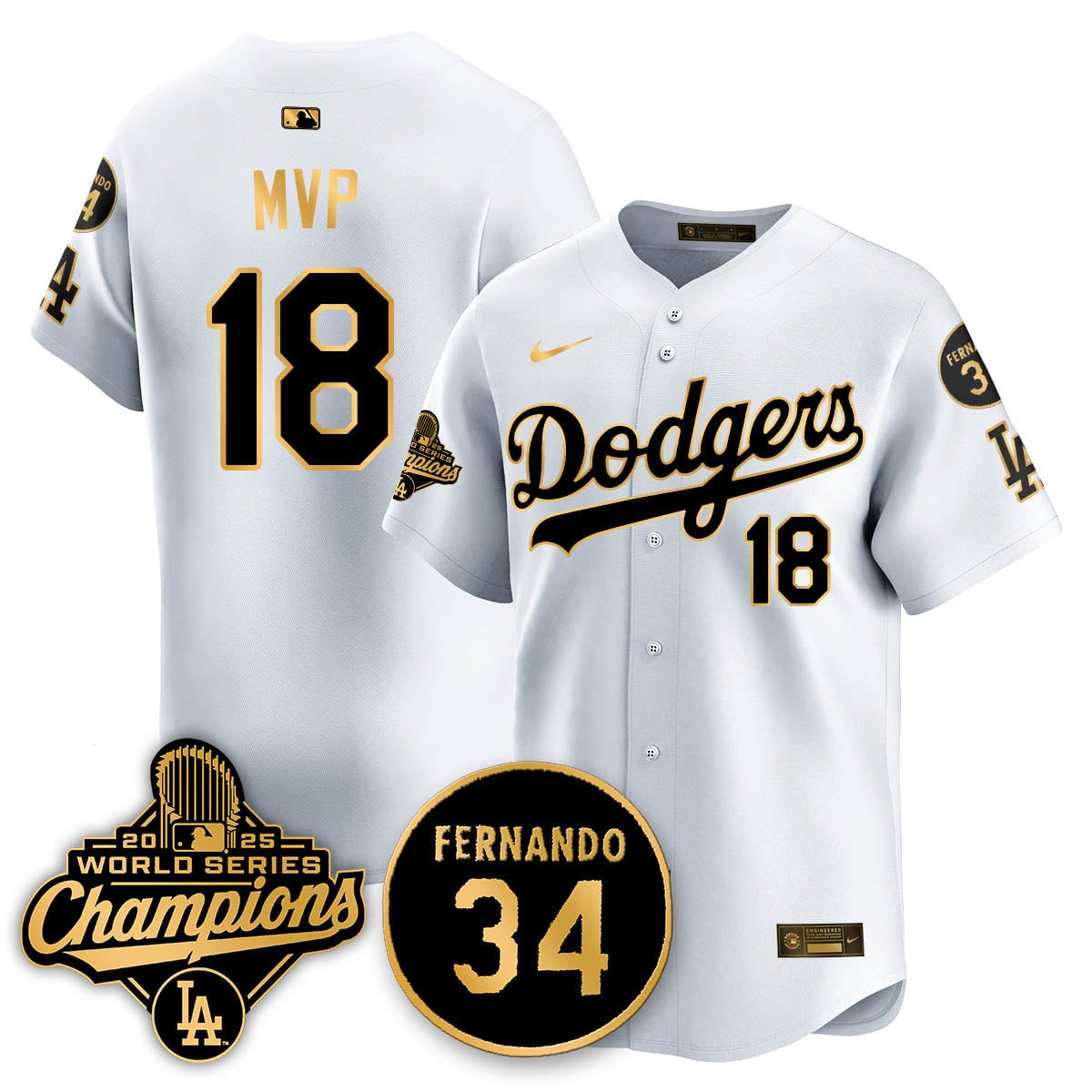 Los Angeles Dodgers 2025 World Series Champions Jersey - All Stitched