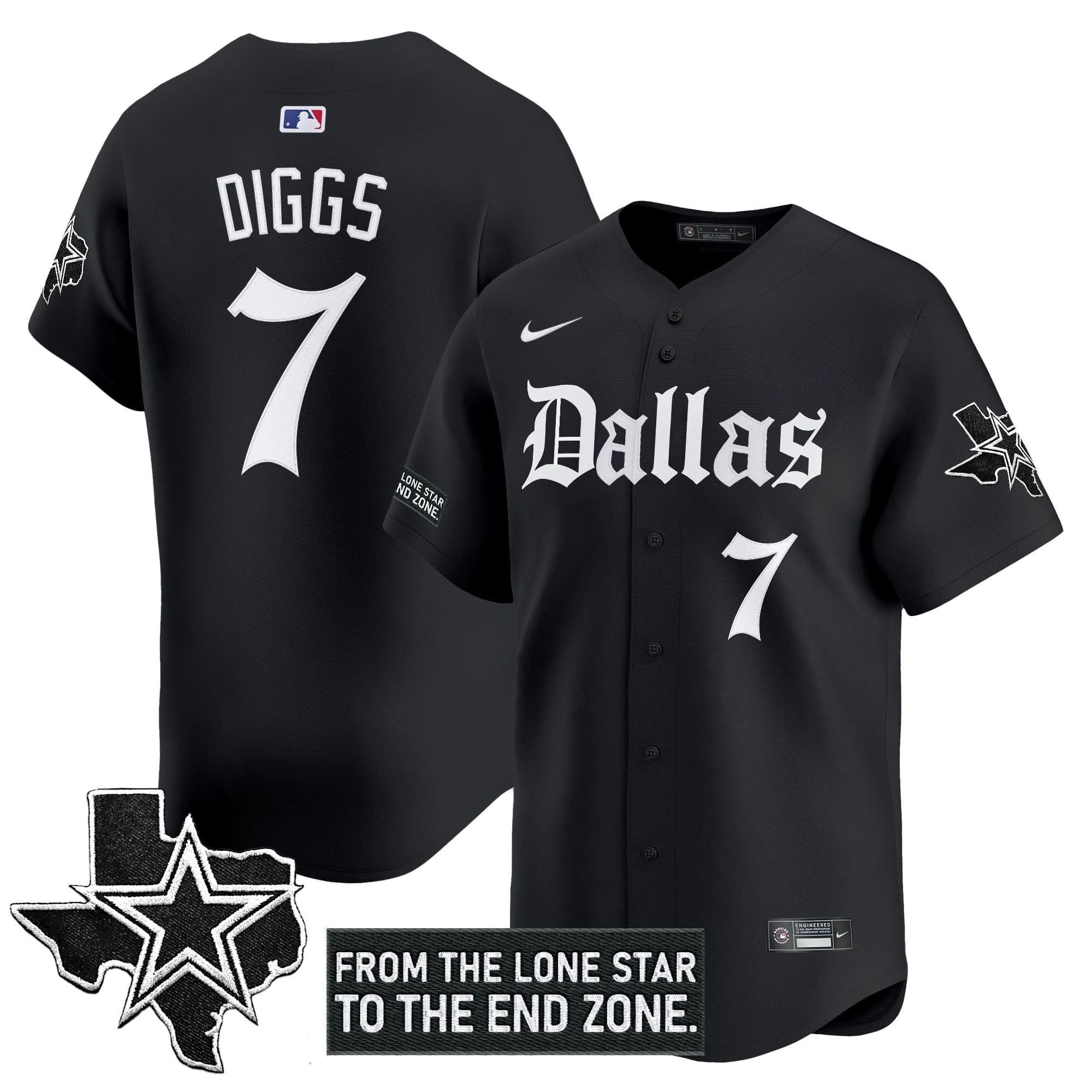 Dallas Cowboys 'Gothic Lone Star Edition' Vapor Baseball Jersey - All Stitched